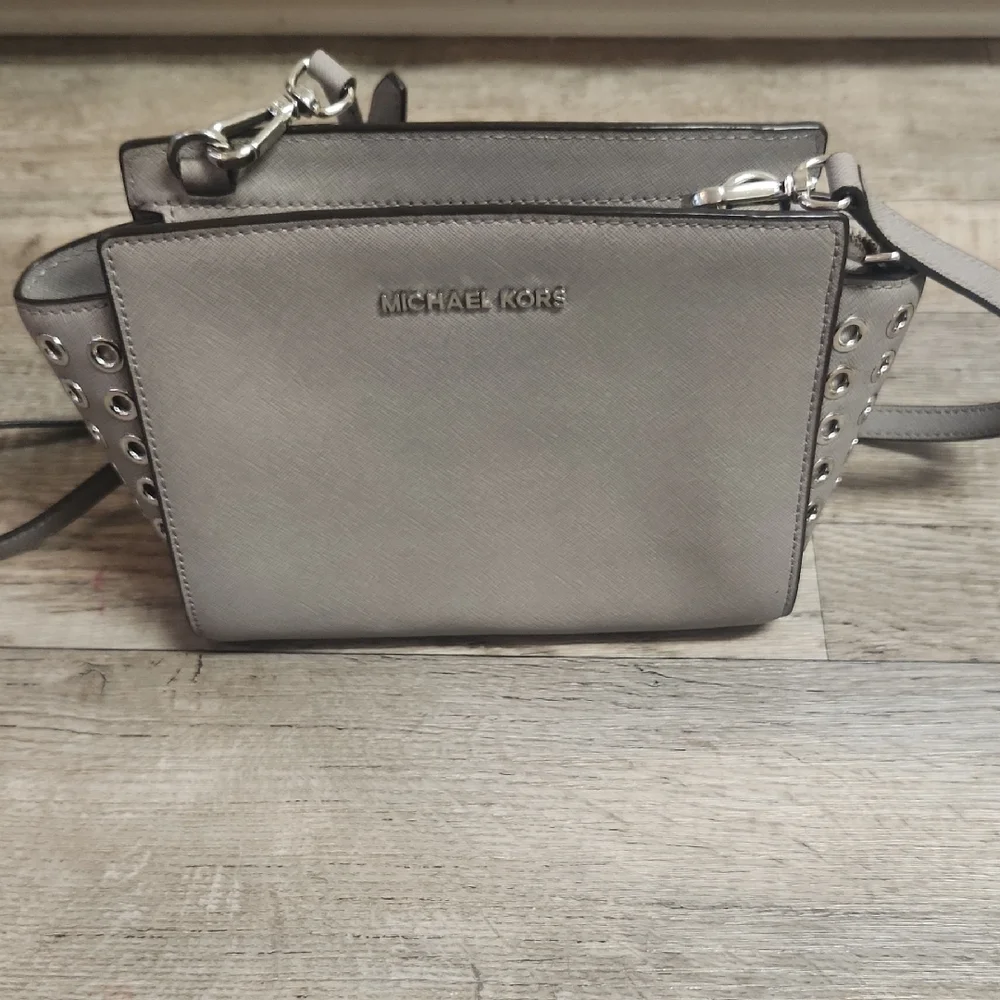Michael Kors Silver Crossbody Bag with Studded Sides